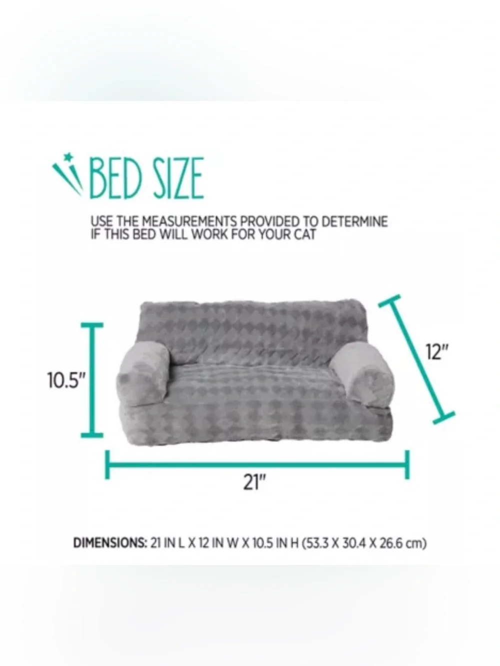 Whisker City® Grey Cat Couch Bed 21Lx12W